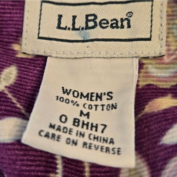 L.L. Bean Purple Floral Paisley Corduroy Button Down Shirt - Picture 6 of 6